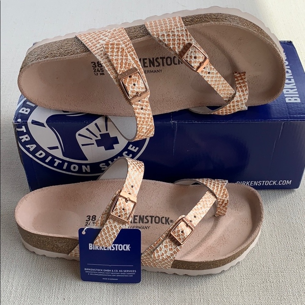 BIRKENSTOCK MAYARI LEATHER Mermaid Cream Snake - Picture 7 of 9